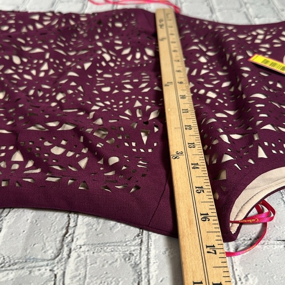 Catherine Malandrino Deep Plum Cabernet Purple Lace Laser Cut Pencil Dress sz 2 - Picture 9 of 16